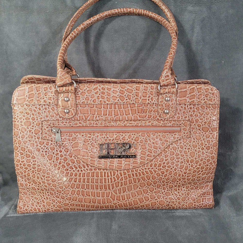 Elegant Brown Crocodile Pattern Handbag